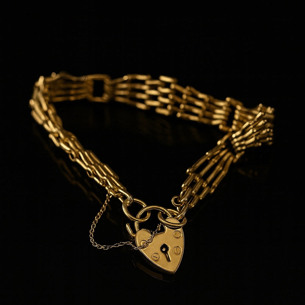 A 9ct gold heart padlock bracelet.