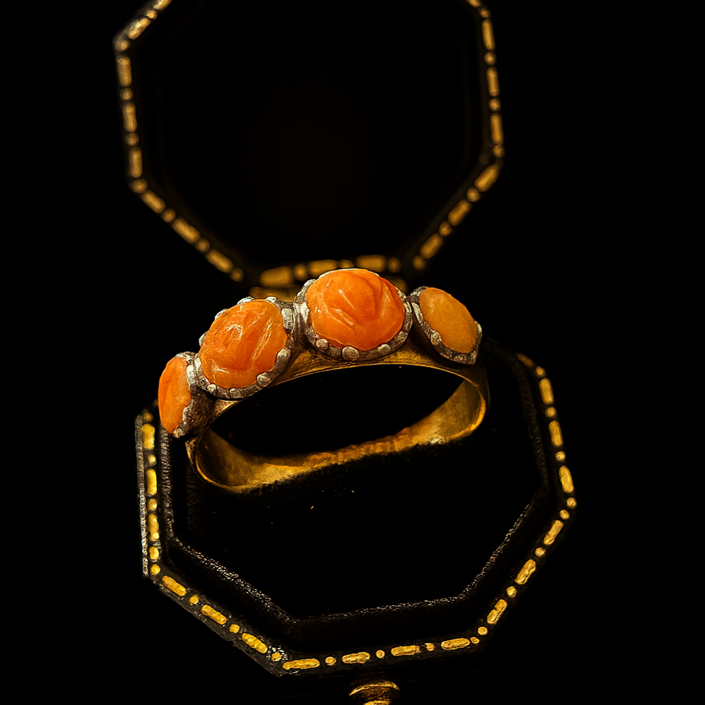Carved coral Victorian ring