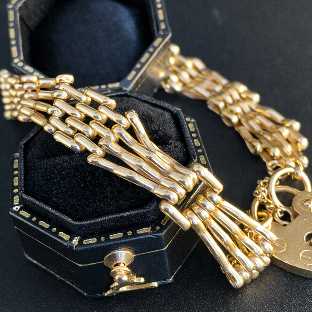 A 9ct gold heart padlock bracelet.