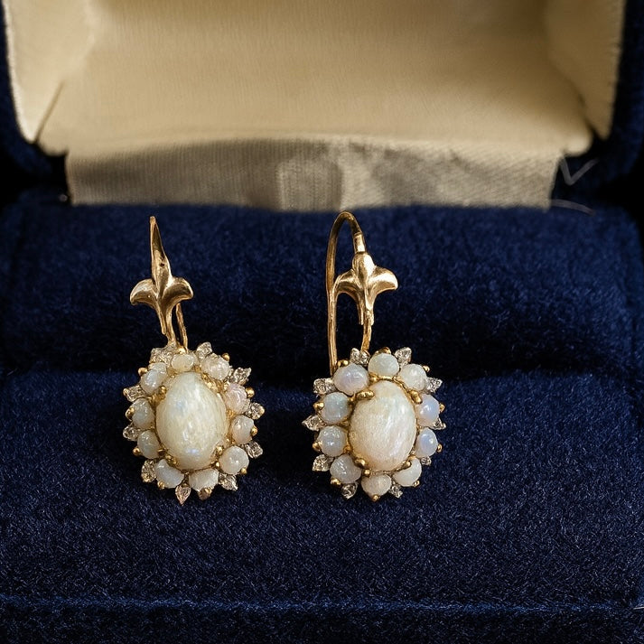 Opal and diamond earrings