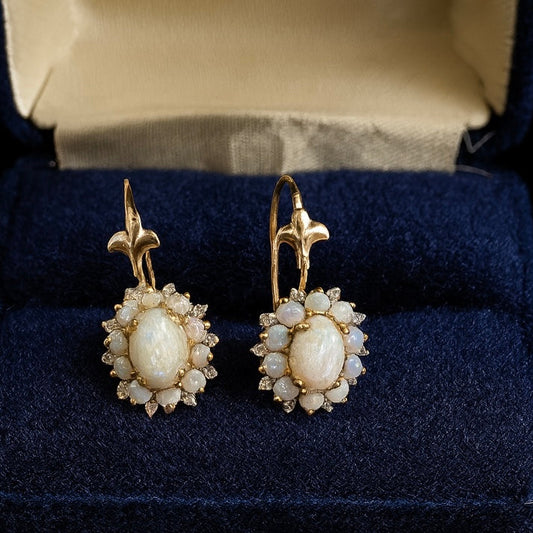 Opal and diamond earrings