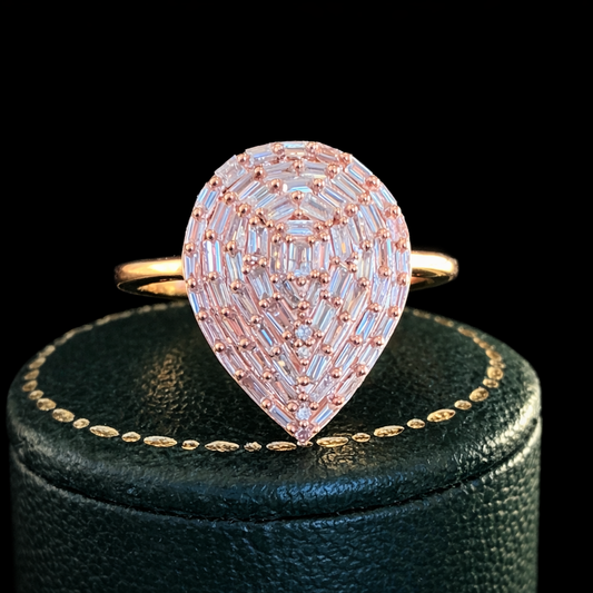 Teardrop shaped diamond ring