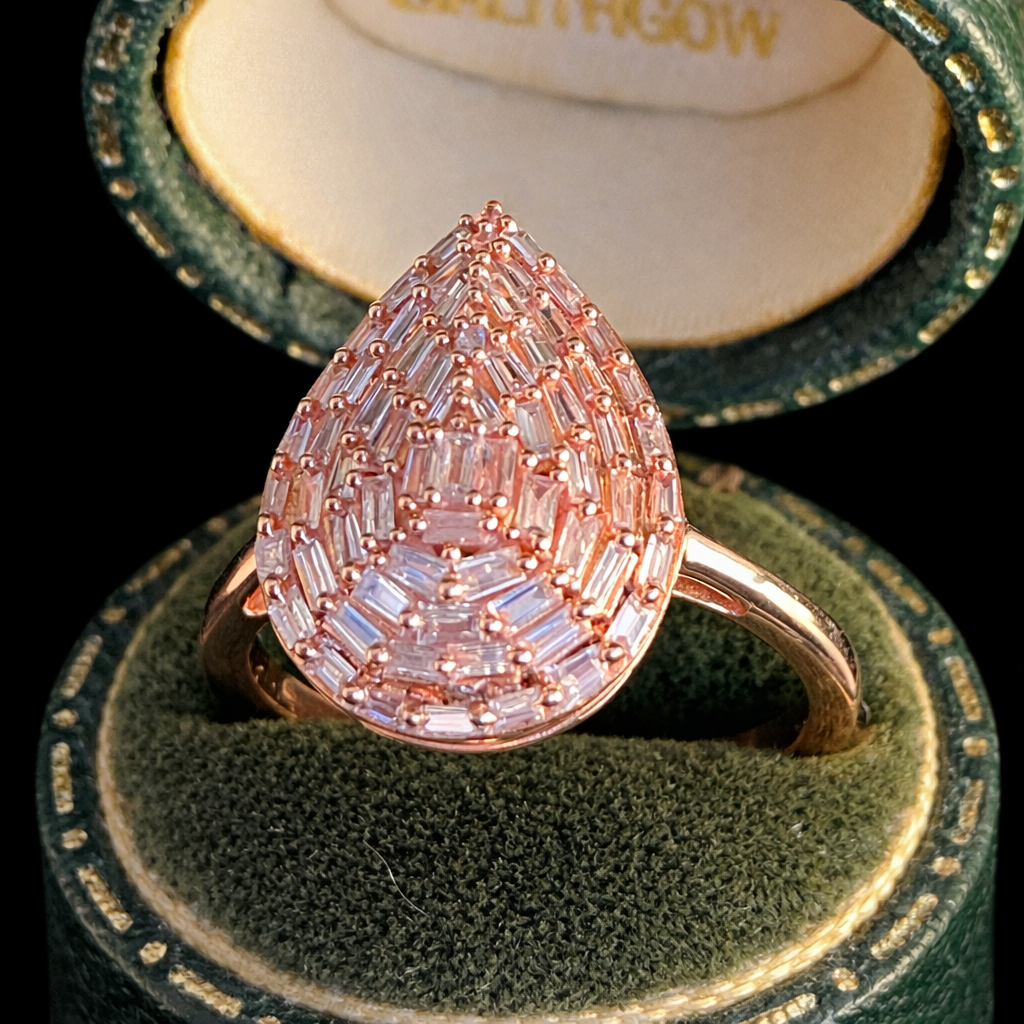 Teardrop shaped diamond ring