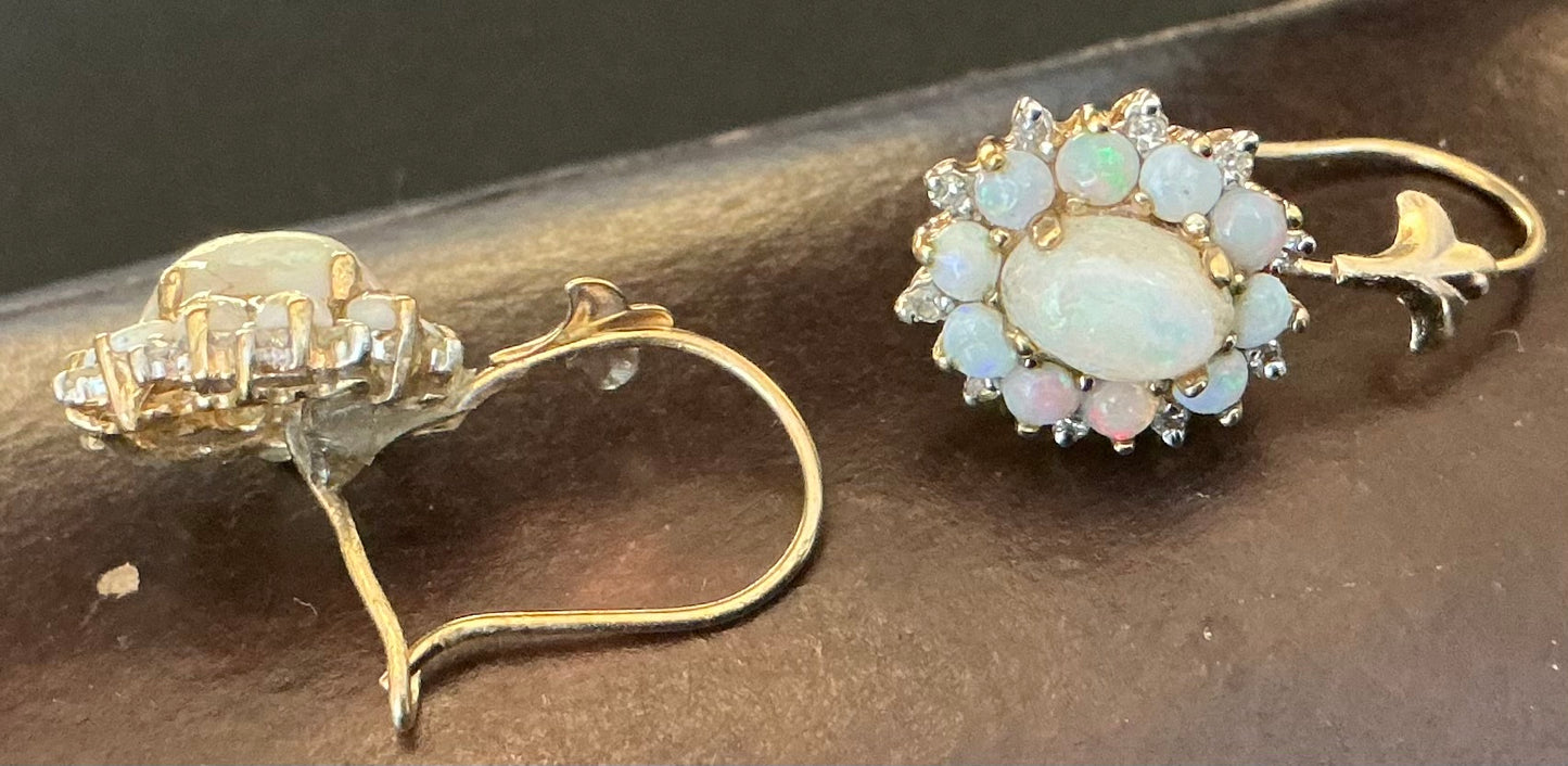 Opal and diamond earrings