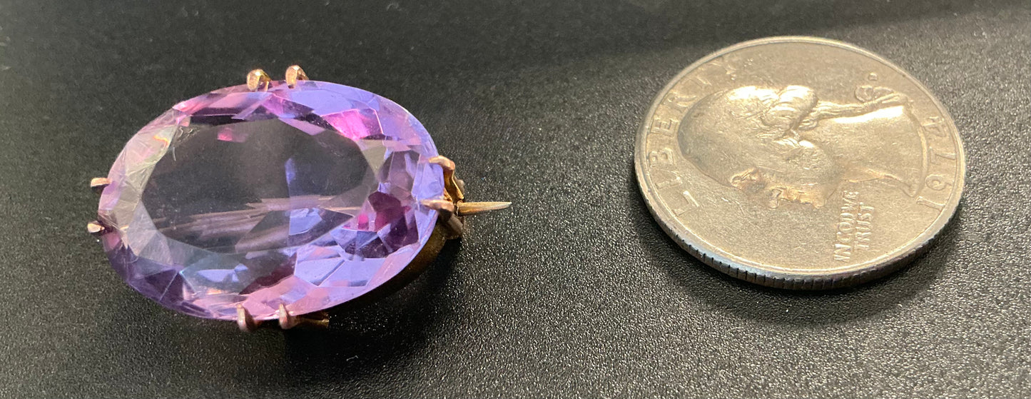 Large Vintage Amethyst Brooch