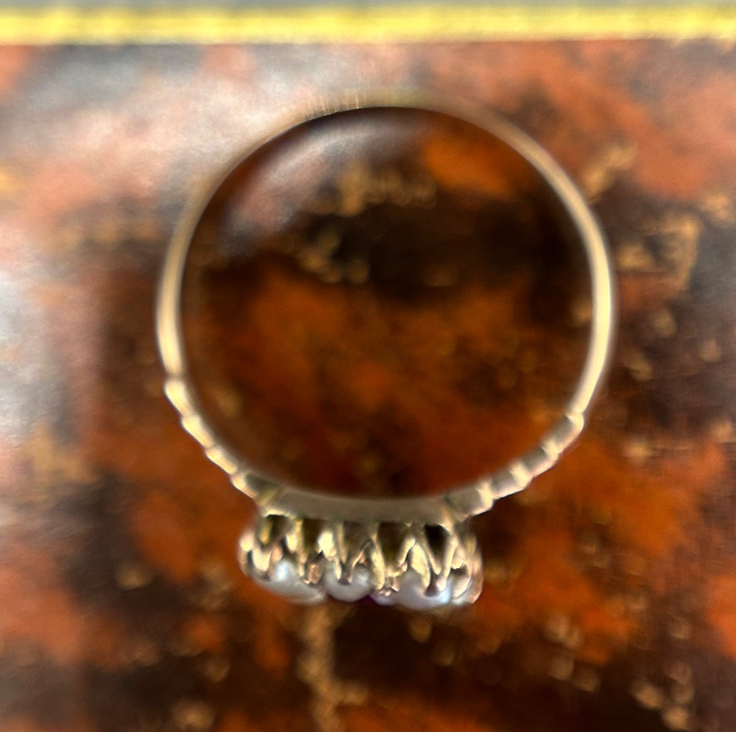 Ruby and seed pearl ring