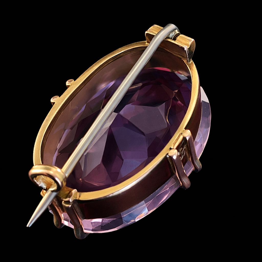 Large Vintage Amethyst Brooch