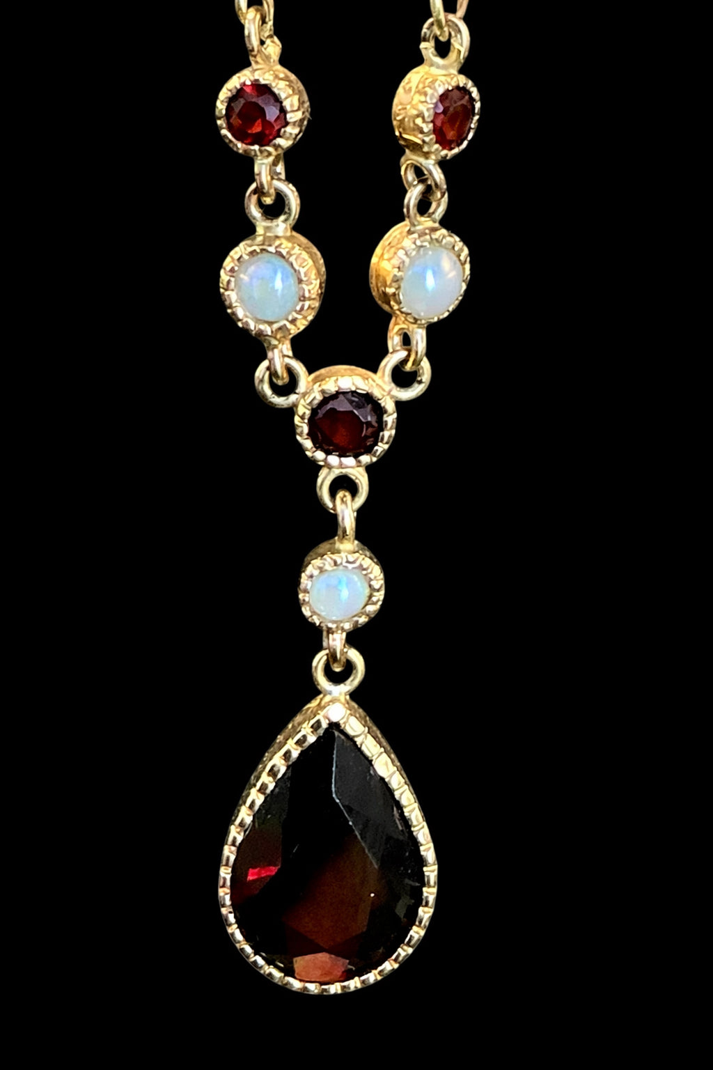 Victorian revival garnet and pearl necklace